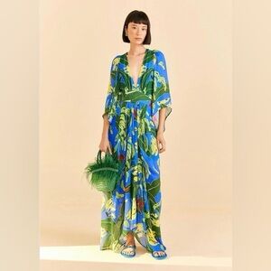 FARM Rio Blue and Green Maxi Dress